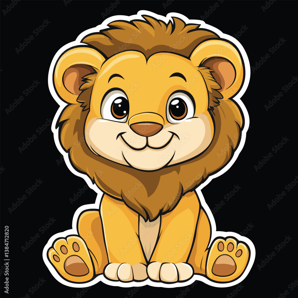 Obraz premium Cute Cartoon Lion Cub Smiling vector