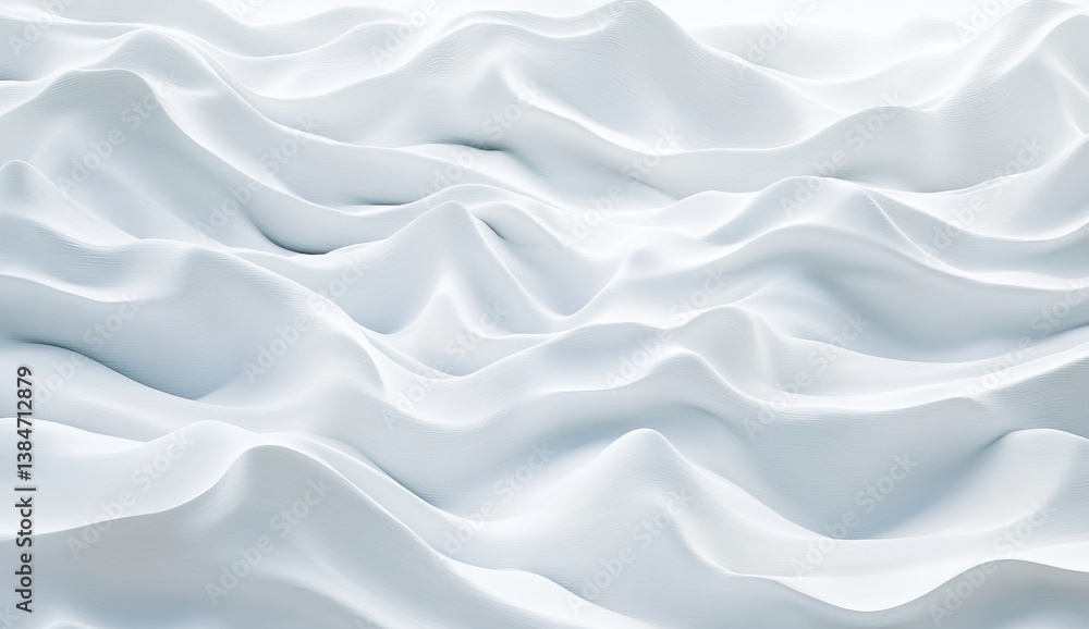 Abstract white wavy folds. Soft, smooth, flowing, 3D render of curving surfaces. Delicate, modern texture. Elegant, clean design Abstract white wavy folds. Soft, smooth, flowing, 3D render of curving surfaces. Delicate, modern texture. Elegant, clean design