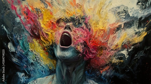 Expressive Scream: A vibrant abstract painting