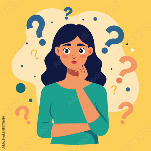 girl thinking vector illustration