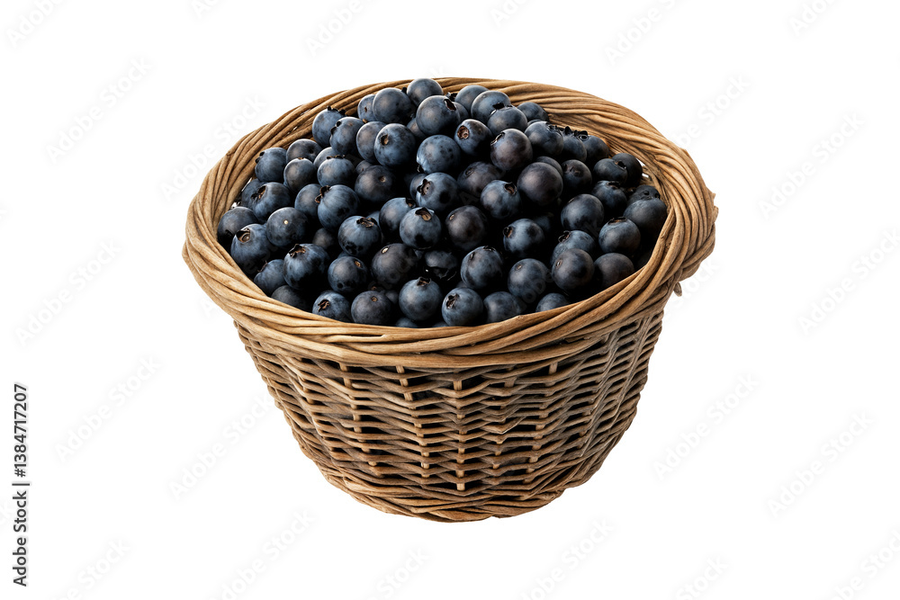 Basket of fresh blueberries isolated on transparent background Basket of fresh blueberries isolated on transparent background