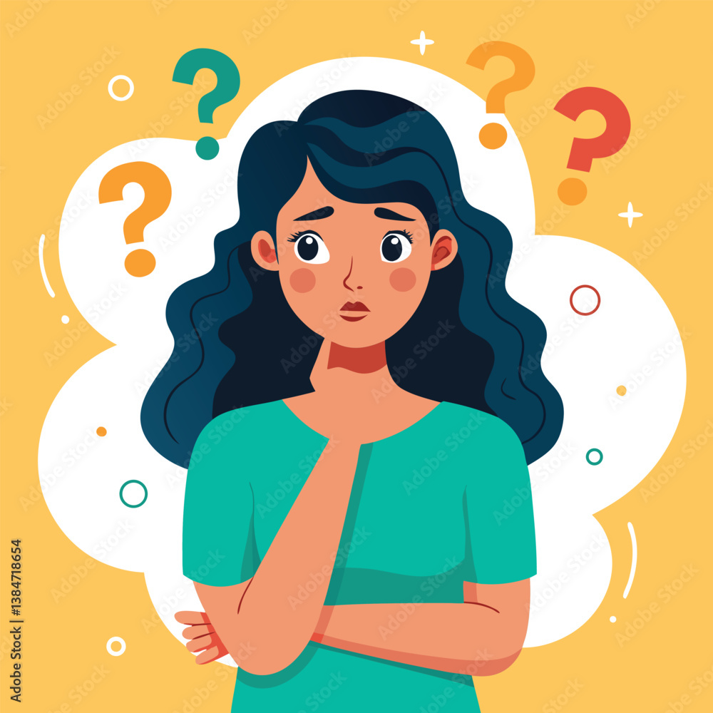 girl thinking vector illustration girl thinking vector illustration