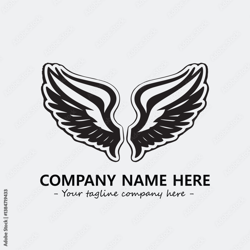 Obraz premium Wing illustration black and white for logo company vector image 