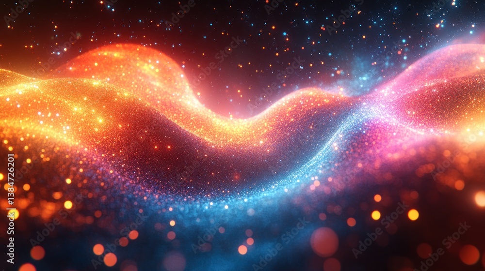Abstract glowing particles waves, vibrant colors, dark background, digital art, wallpaper Abstract glowing particles waves, vibrant colors, dark background, digital art, wallpaper