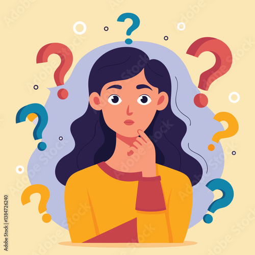 girl thinking vector illustration