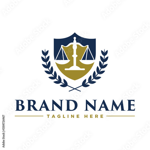 Law Firm Logo Template, shield shape logo