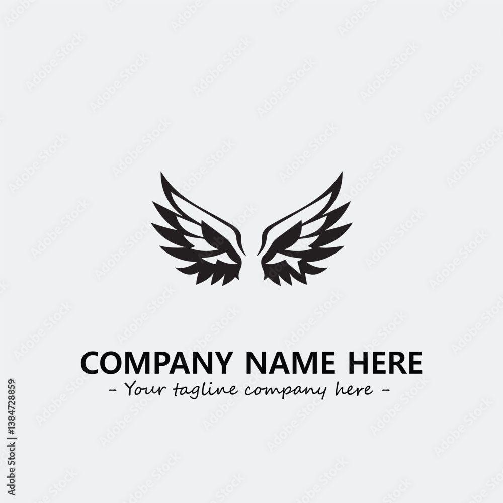 Obraz premium Wing illustration black and white for logo company vector image 