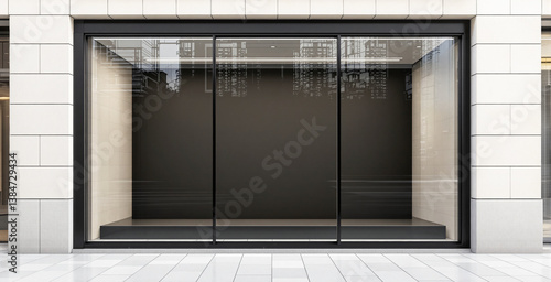 Wallpaper Mural Empty storefront window with clean architecture, modern design style, white tile exterior background. Concept of blank space for mockup or template. Ai generative Torontodigital.ca