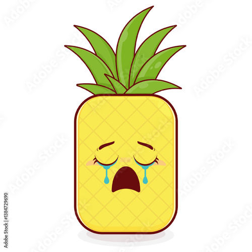 pineapple crying face cartoon cute