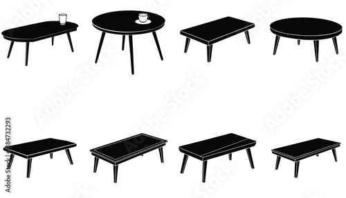 Coffe Table  Vector Shilhouette Bundle Set Collection