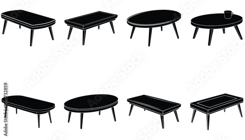 Coffe Table  Vector Shilhouette Bundle Set Collection