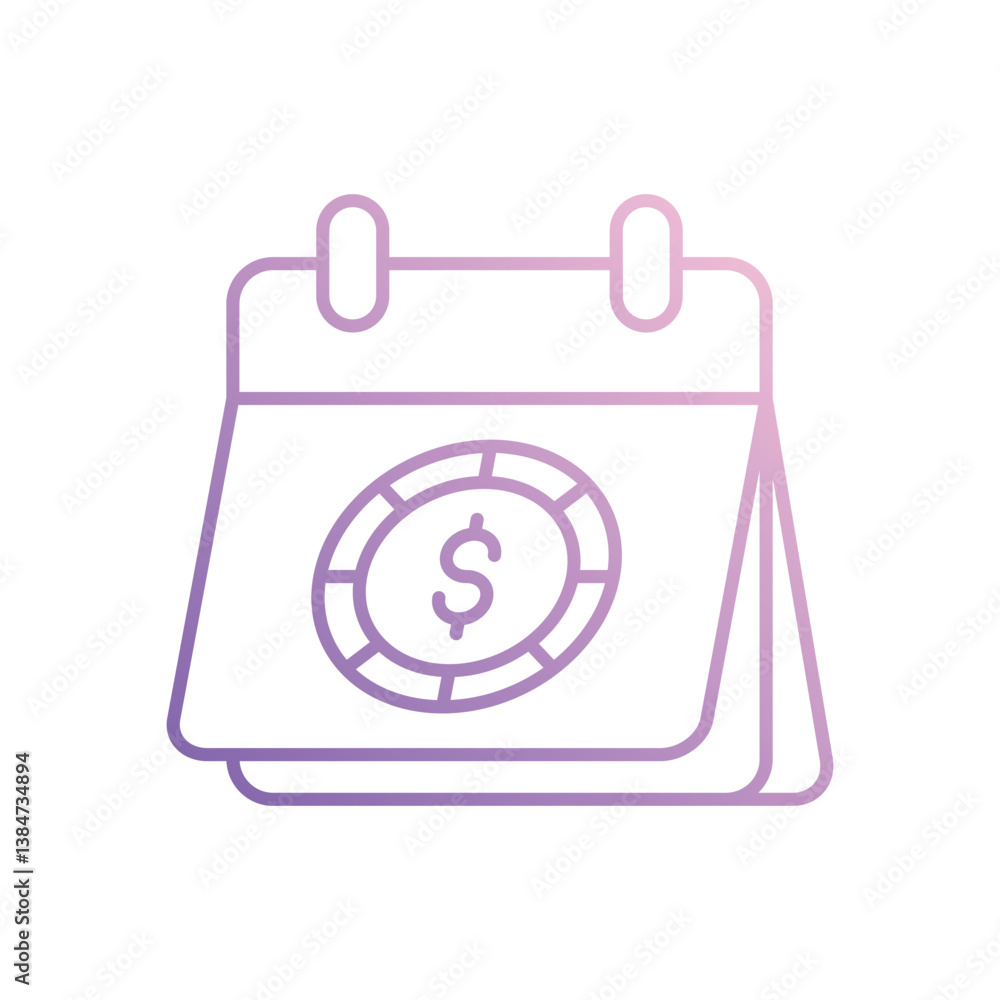 Calendar With Dollar Sign icon isolated on a white background. Vector illustration. Calendar With Dollar Sign icon isolated on a white background. Vector illustration.