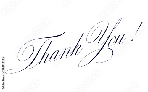 手書き風のおしゃれなThank You !（ありがとう！）の文字（カリグラフィー）
