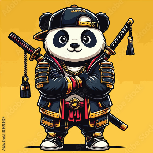 Samurai Panda in Snapback and Chains