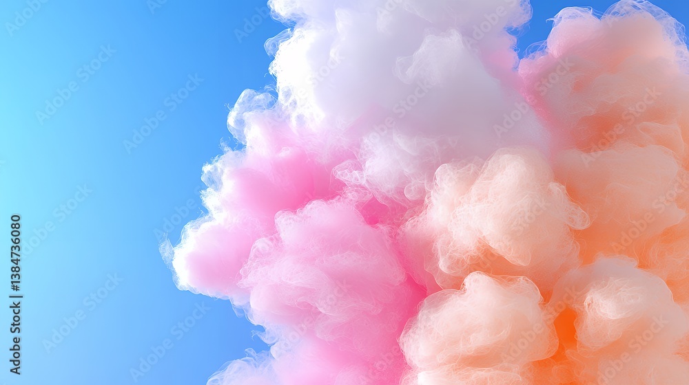 Fototapeta premium Pink peach cotton candy cloudscape