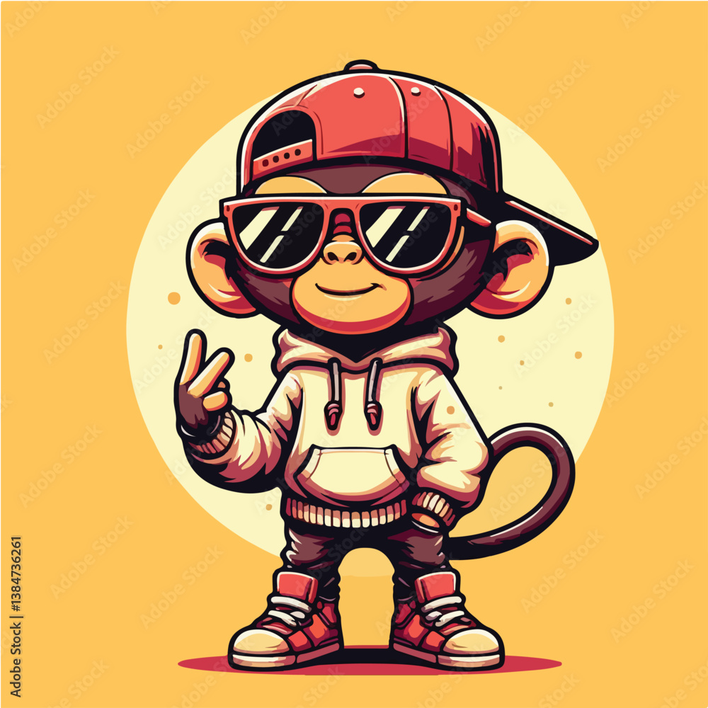 Obraz premium Funky Monkey Cartoon with Attitude