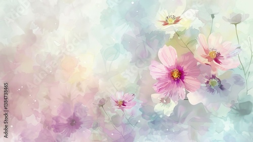 Watercolor-style illustration of spring flowers creating a soft background. stock photo --ar 16:9 --style raw --v 6 Job ID: 7cc75fba-02ac-43e9-b66f-a695a5b38e95