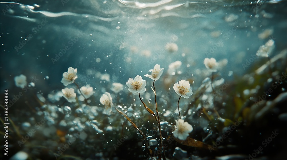 Fototapeta premium Submerged Beauty: Underwater Flowers in Bloom