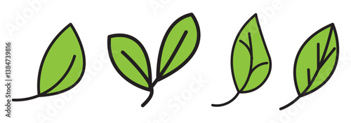 Green leaf icons set. Leaves icon on isolated background. Collection green leaf. Elements design for natural, eco, vegan, bio labels. Vector illustration