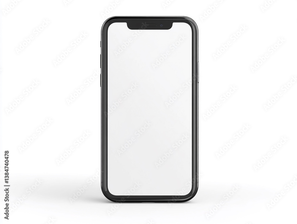 Smartphone with Blank Screen – Isolated Modern Mobile Device on White Background for Mockup or Design Display Smartphone with Blank Screen – Isolated Modern Mobile Device on White Background for Mockup or Design Display