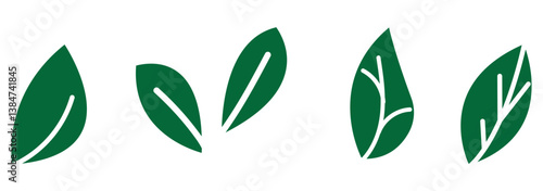 Green leaf icons set. Leaves icon on isolated background. Collection green leaf. Elements design for natural, eco, vegan, bio labels. Vector illustration