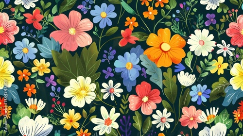 Wallpaper Mural Vector design of spring flowers in a seamless pattern. stock photo --ar 16:9 --style raw --v 6 Job ID: aea019cf-687e-4130-8b2b-b57e139419df Torontodigital.ca