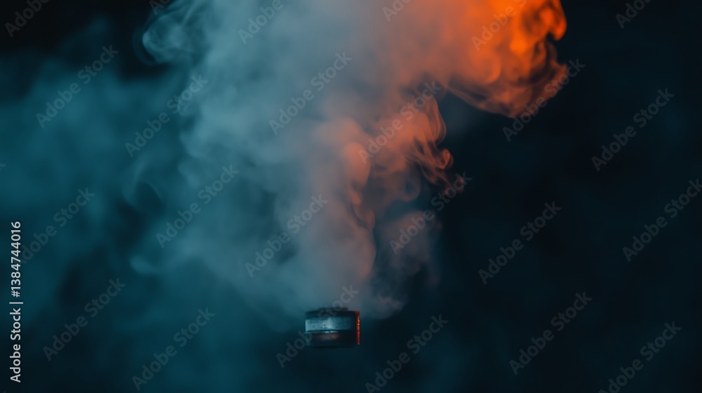 Obraz premium Teal Orange Smoke with Dark Background.