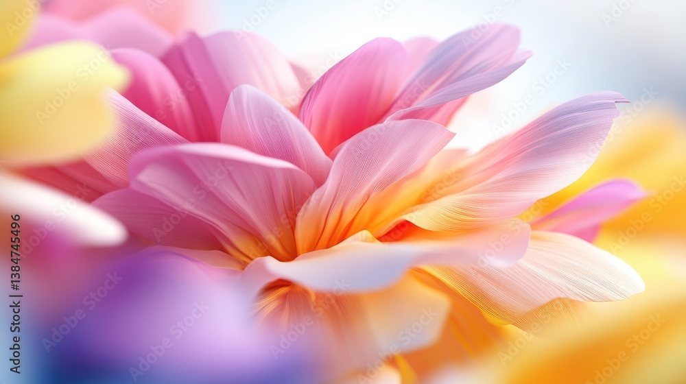 Soft Colorful Flower Petals in Light Background with Blurred Bokeh Effect for Nature and Floral Themes Soft Colorful Flower Petals in Light Background with Blurred Bokeh Effect for Nature and Floral Themes