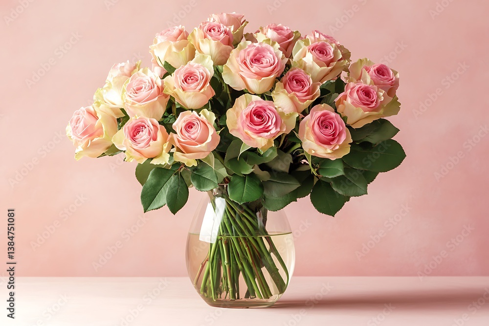 Fototapeta premium Beautiful bouquet flowers pink roses in vase