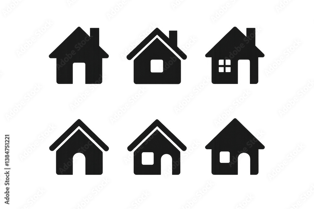 Set of Minimalist House Icons in Black for Graphic Design Use Set of Minimalist House Icons in Black for Graphic Design Use