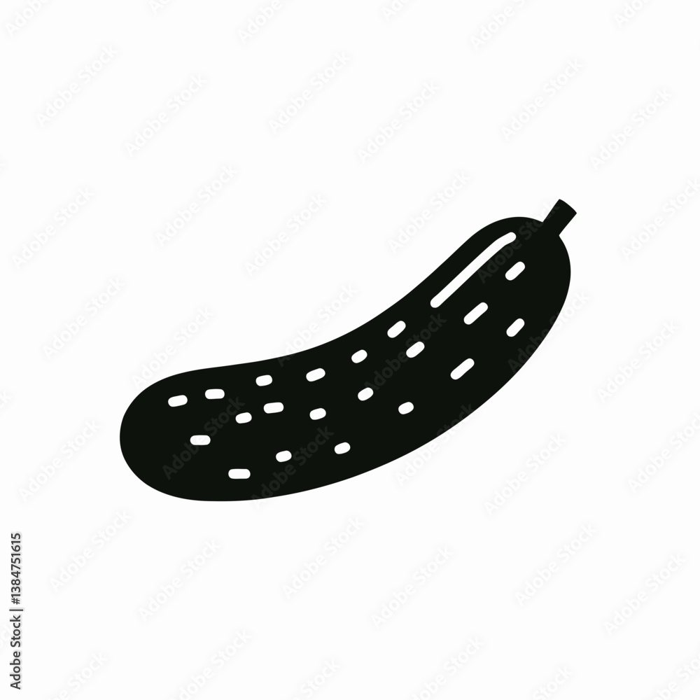 very simple flat and minimalist Cucumber silhouette in black on a white background