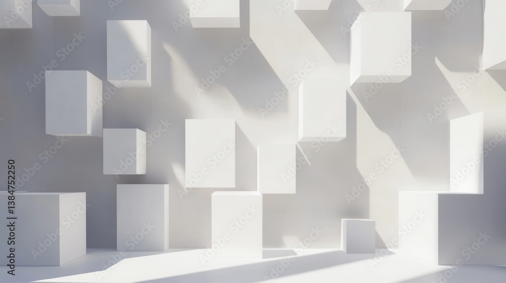 Abstract geometric shapes in white Abstract geometric shapes in white