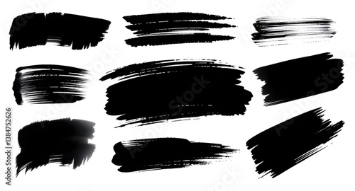 set of paint brush strokes