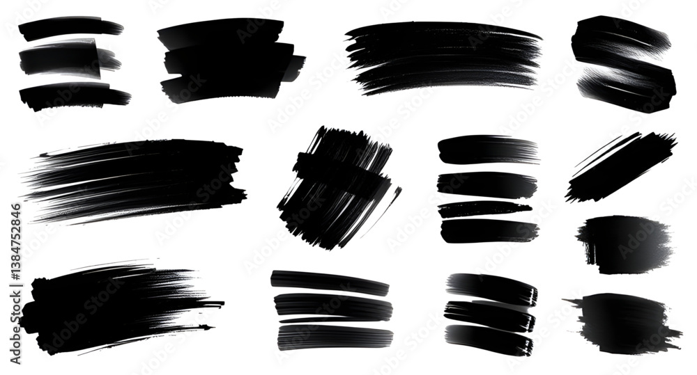 set of paint brush strokes