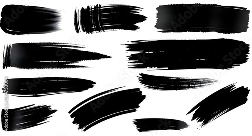 set of paint brush strokes