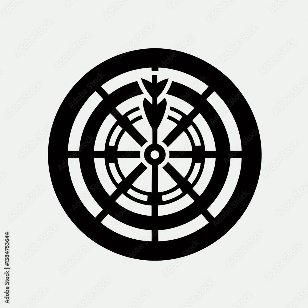 very simple flat and minimalist Dartboard Target silhouette in black on a white background very simple flat and minimalist Dartboard Target silhouette in black on a white background
