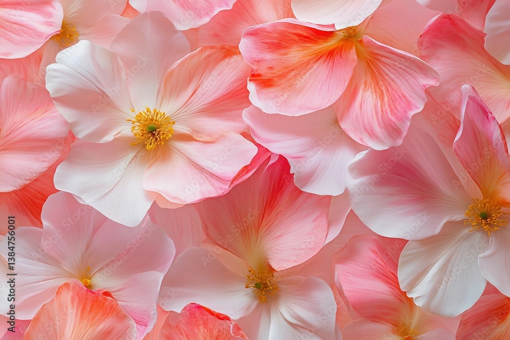 Fototapeta premium Floral Abstraction Bursting With Soft Pink and White Blossoms in Gentle Harmony. Generative AI