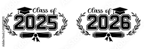 Class of 2025 and 2026 Graduation Design Cap Diploma Laurel