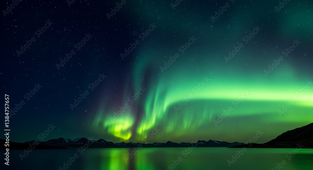 Naklejka premium Emerald Night's Embrace AI Generated