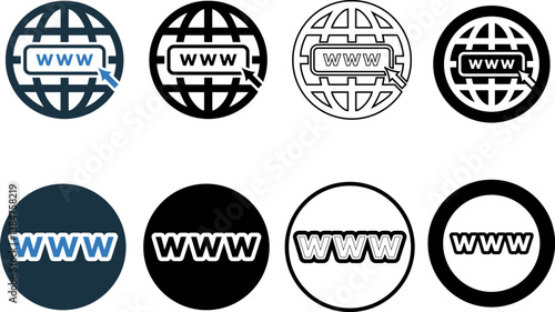 Domain, search, international, www icon vector illustration
