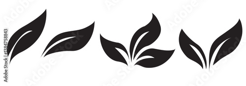 Green leaf icons set. Leaves icon on isolated background. Collection green leaf. Elements design for natural, eco, vegan, bio labels. Vector illustration