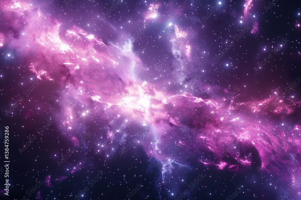 Obraz premium Stunning galaxy formation with vibrant pink and purple hues in deep space at night