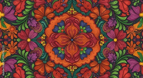 Crimson Kaleidoscope Bloom AI Generated