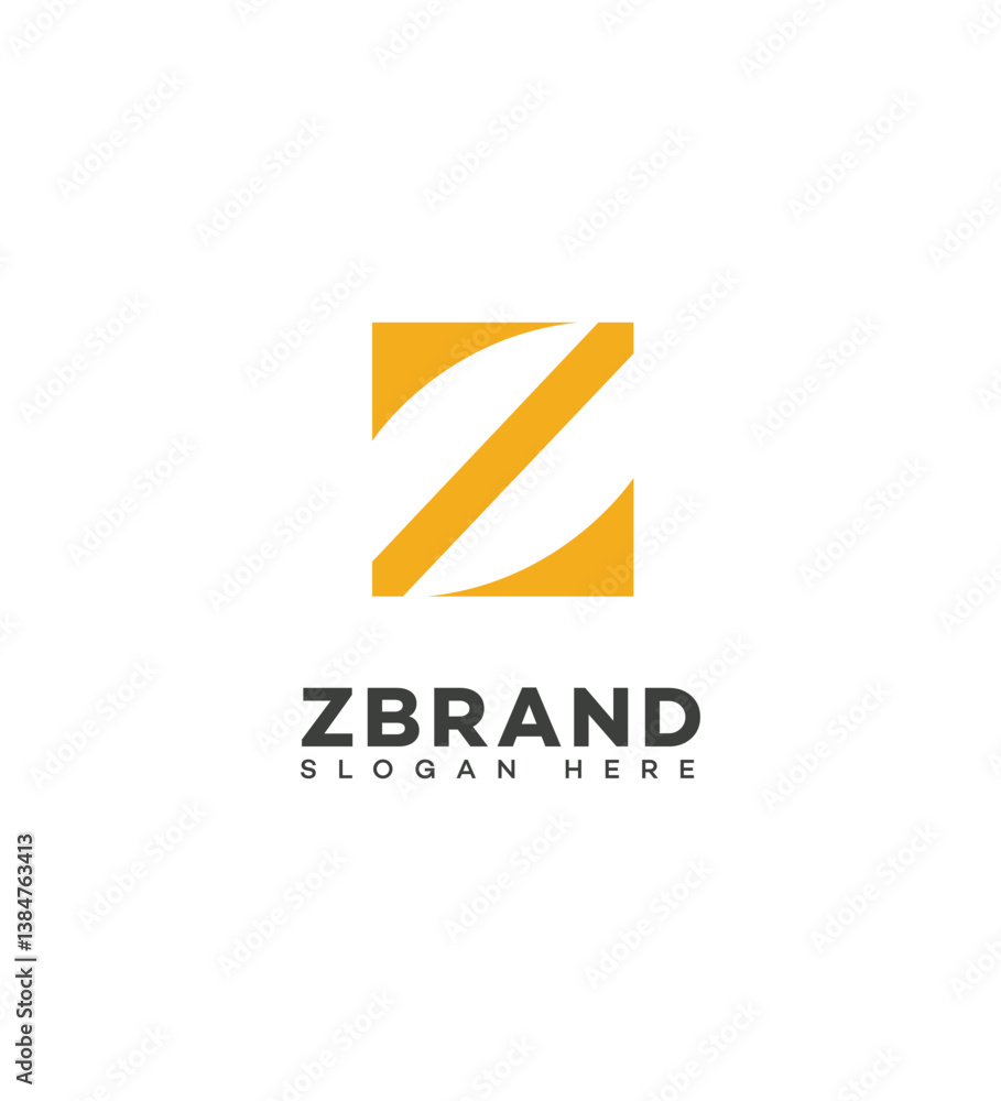 Obraz premium Modern Z Letter Logo Design, Brand Identity, Minimalist Style, Creative Square, Yellow Branding