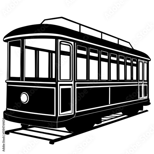 A classic vector silhouette of a trolley 