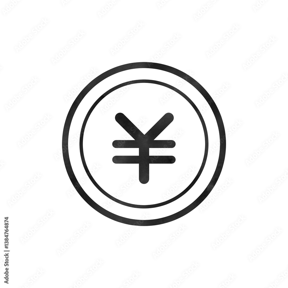 Fototapeta premium Watercolor Yen Coin Icon - Japanese Currency Symbol
