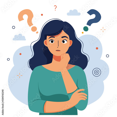 girl thinking vector illustration