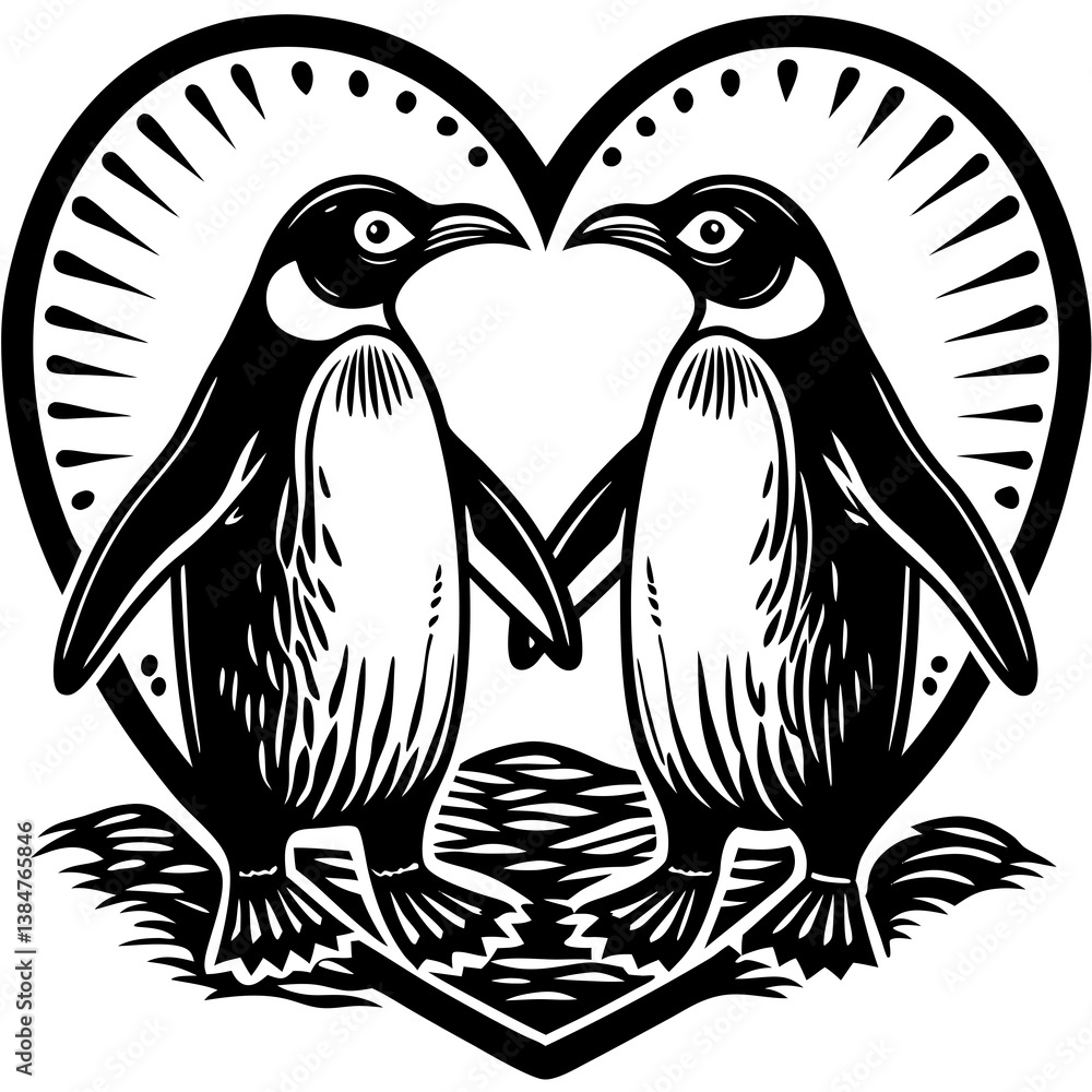 penguins with heart penguins with heart