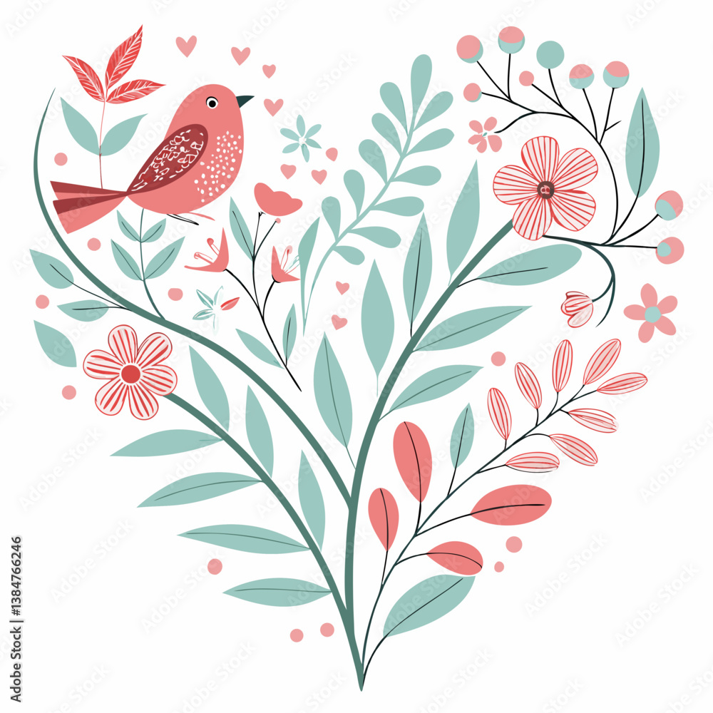 Fototapeta premium floral background with birds