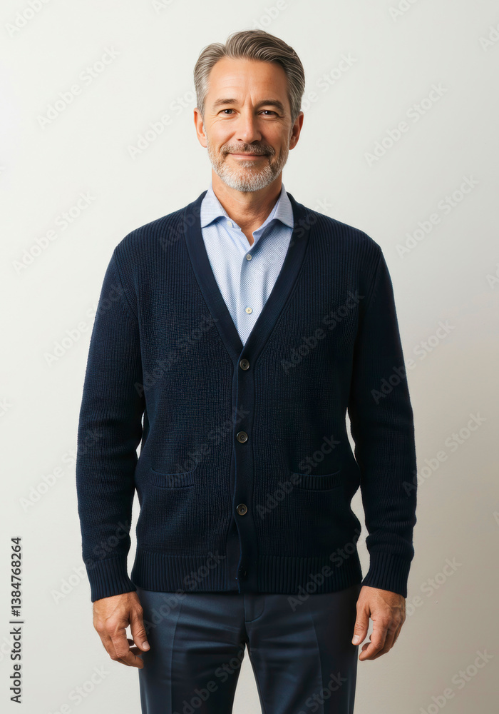 Successful legal advisor in a modern jacket, beaming with pride on a white backdrop Successful legal advisor in a modern jacket, beaming with pride on a white backdrop
